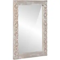 vidaXL wandspiegel Wit 70 x 50 cm Massief Mango Hout Rechthoekig