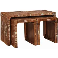 vidaXL Nesttafel 3 st Bruin 82 x 40 x 46 cm Massief Gerecycleerd Hout
