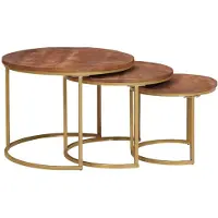 vidaXL Nesting Koffietafels 3 st Honing bruin 60 x 60 x 45 cm