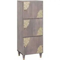 vidaXL Highboard Grijs en Goud 40 x 33 x 110 cm Massief Mango Hout