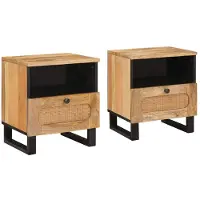 vidaXL Nachtkastje 2 st Naturel 40 x 33 x 46 cm Massief Mango Hout