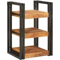 vidaXL Nachtkastje Bruin en Zwart 38 x 33 x 58 cm Massief Mango Hout