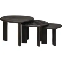 vidaXL Nesting Koffietafels 3 st Wit Ø 54 x 40 cm Massief Mango Hout