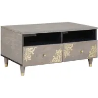 vidaXL Salontafel met lade Grijs 80 x 54 x 40 cm Massief Mango Hout