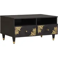 vidaXL Salontafel met lade Zwart 80 x 54 x 40 cm Massief Mango Hout