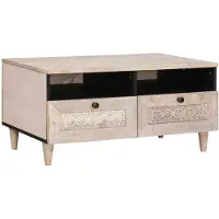 vidaXL Salontafel Bleached White 80 x 54 x 40 cm Massief Mango Hout
