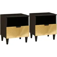 vidaXL Nachtkastje 2 st Zwart en Goud 40 x 33 x 46 cm Bewerkt hout