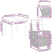 vidaXL Tuin Eettafel Set 5 st Zwart PE rotan en poedergecoat staal