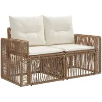 vidaXL Tuinbank Set 6 st Beige en Crème Wit poly rattan