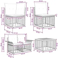 vidaXL Tuinset met 12 zitplaatsen, zwart en donkergrijs, polyester
