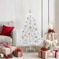 vidaXL Kunstmatige Hinged Kerstboom Wit 120 cm PVC en Staal