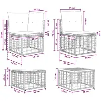 vidaXL Buiten bank set 6 st Zwart en Donker Grijs Polyester
