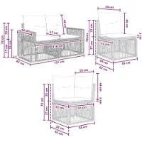 vidaXL Tuinbank Set 11 st Beige en Crème Wit poly rattan