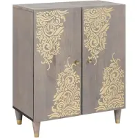 vidaXL Dressoir Grijs en Goud 60 x 33 x 75 cm Massief Mango Hout