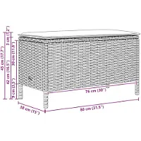 vidaXL Tuin Voetenbank Grijs en Marineblauw 80 x 38 x 42 cm PE Riet
