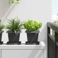 vidaXL Vierkante Bloempot 24 st Zwart 16 x 16 x 14 cm Kunststof