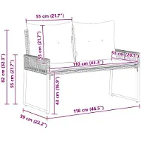 vidaXL Tuinbank 2 -Seater 4 st 110 x 59 x 82 cm poly rattan