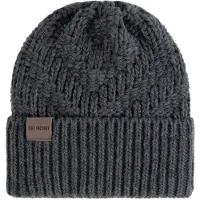 Knit Factory Sally Gebreide Muts Heren & Dames - Beanie hat - Antraciet - Grofgebreid - Warme donkergrijs Wintermuts - Unisex - One Size