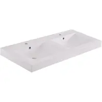 Bally Tigris Slope Dubbele Wastafel Kunstmarmer 120x46cm Met 2 Kraangaten Wit