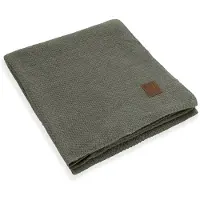 Knit Factory Jesse Gebreid Plaid XL - Woondeken - plaid - Wollen deken - Kleed - Urban Green- 195x225 cm