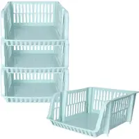 PlasticForte Stapelbare opbergmand - 4x - Mintgroen - 16L - kunststof - 38 x 28 x 15 cm