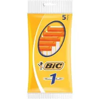 BIC 1 Klassieke Wegwerpscheermesjes Voor Heren Met Een Enkel Mesje En Vaste Kop - Pak van 5 Stuks - Voordeelverpakking 12 stuks