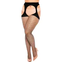 Glamory Mesh Ouvert - Open panty - visnet - maat 2XL - zwart