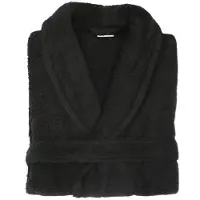 Twentse Damast Badjas Alexis Zwart - Badstof Katoen - Badjassen unisex - S/M