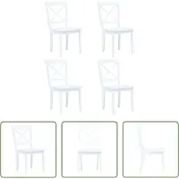 The Living Store De Living Store eettafelsstoelen, 4 stuks, wit, rubberhout, massief