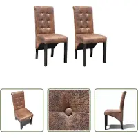 The Living Store : Eetkamerstoelen, 2 stuks, bruin, kunstleer