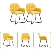 The Living Store : Eetkamerstoelen, 2 stuks, geel, stof