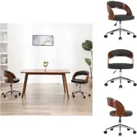 vidaXL Draaibare bureaustoel, zwart, beukenhout en kunstleer - Bureaustoelen
