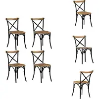 vidaXL Eetkamerstoelen, 4 stuks, zwart, mango massiefhout - Eetkamerstoelen