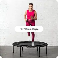Nicole Fitness trampoline voor volwassenen 100x100x36 cm – Mini rebounder met touwringvering (30 veren), 150 kg draagvermogen, inklapbare poten – stille indoor cardio & low impact training