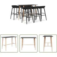 The Living Store Barkrukken - Bartafel - 7-delige Barset zwart - Barset - Loungehoek - Eetkamer