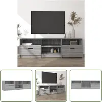 The Living Store tv-meubel Stereokast - 150x33.5x45cm - Praktisch - hoogwaardig materiaal - voldoende opbergruimte - Grijs sonoma eiken