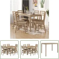 The Living Store Acacia Hout - Eetkamerset - 7-delige Eethoek massief acaciahout - Eettafel - Eetkamerstoelen - Bruin Meubilair
