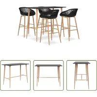 The Living Store 5-delige Barset - Zwart - Stijlvol & Modern Barset - Bartafel - Barkrukken - Zwarte Barset - Moderne Barset
