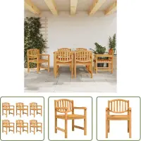 The Living Store Tuinstoelen 6 st 58x59x88 cm massief teakhout - Tuinstoel - Teak - Tuinset - Buitendecor - Terrasdecor