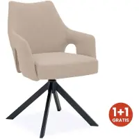 Bommel Wonen Armstoel Carita - draaibaar - stof Barrel Creme - pocketvering - 1+1 gratis