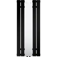 LuxeBath badverwarmingsradiator met centraal aansluitstuk en spiegel, 450x1200 mm, zwart, universele aansluitarmatuur, geschikt voor hoek- en doorgaande installatie, Multiblock thermostaat, chroom