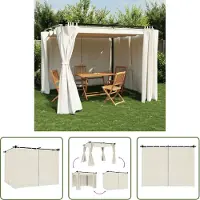 The Living Store De Living Store paviljoen met gordijnen, crème kleur, 3x3 meter, staal