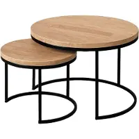 Profijt Meubel - Salontafelset Esoro old teak 55 en 70 cm rond - Frame - Melamine - Bruin