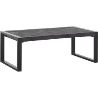 Profijt Meubel - Salontafel Newhaven zwart mangohout 110x60 cm rechthoekig - U-poten - Mangohout - Zwart