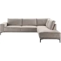 Profijt Meubel - Hoekbank rechts Clanton - Bruin/Taupe - Grove weefstof