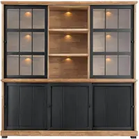 Profijt Meubel - Vitrinekast Ladonia - Melamine - Bruin - 210.1 cm hoog - 209.2 cm breed
