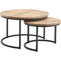 Profijt Meubel - Salontafelset Belcoo mango 55 en 75 cm rond - Frame - Melamine - Bruin