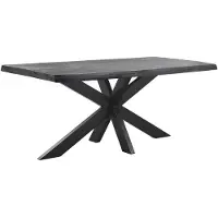 Profijt Meubel - Eettafel Newhaven zwart mangohout 180x90 cm rechthoekig - Spinpoot - Mangohout - Zwart