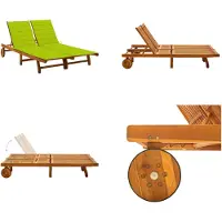 vidaXL Ligbed 2-persoons met kussens massief acaciahout - Ligbed - Ligstoel - Ligbedden - Ligstoelen