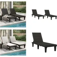 vidaXL Ligbedden 2 st 155x58x83 cm polypropeen zwart - Ligbed - Ligbedden - Zonnebed - Ligstoel